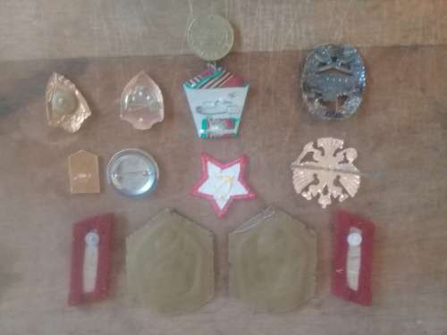 LOT Of MIlitary Badges, Soviet Water Bottle and Angolan Flag